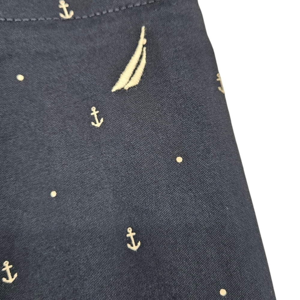 Nautica Chino Shorts Navy Blue Anchor Polka Dot Print High Rise 14 - Picture 4 of 7